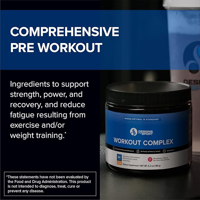 Workout Complex - NSF Certified for Sport Pre Workout Powder - L-tyrosine, Acetyl L-Carnitine, Creatine & Caffeine to Support Workout Recovery, Energy and Focus (6.3 oz)