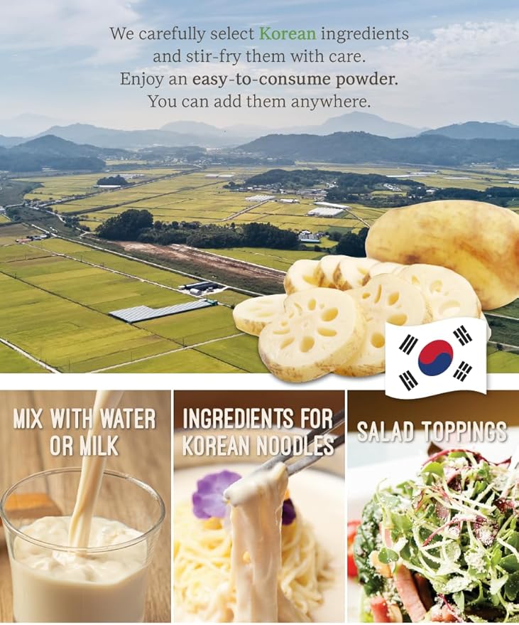 Korean Lotus Root Powder Contains Amino Acid Vitamin B, C Arginine Mucin for Baking & Drinks 300g