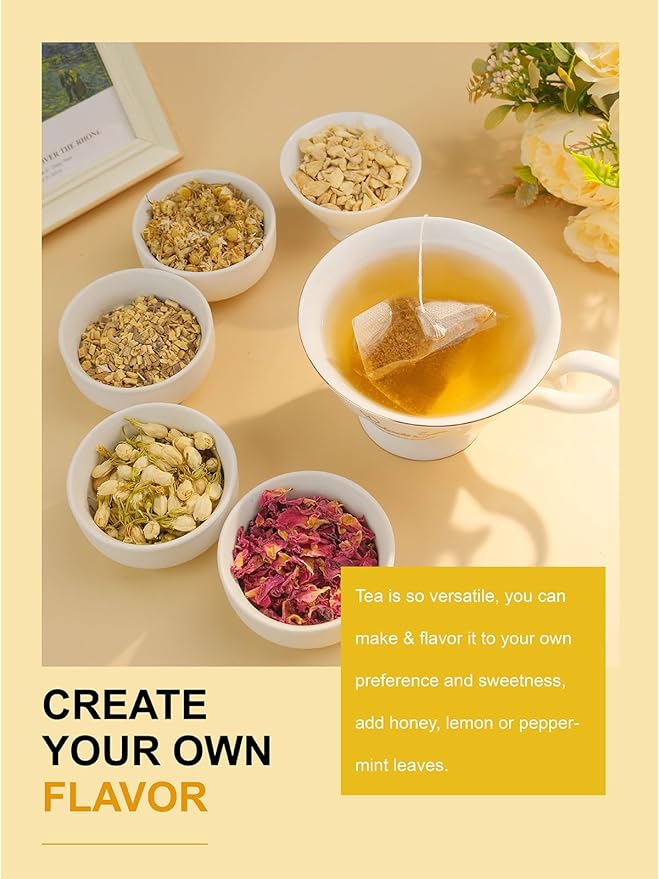 TeeLux Mullein Leaf Tea Bags, 3g/Bag, 30 Count, Natural Mullein Leaves, Caffeine Free, Biodegradable Corn Fiber Pyramid Tea Bags