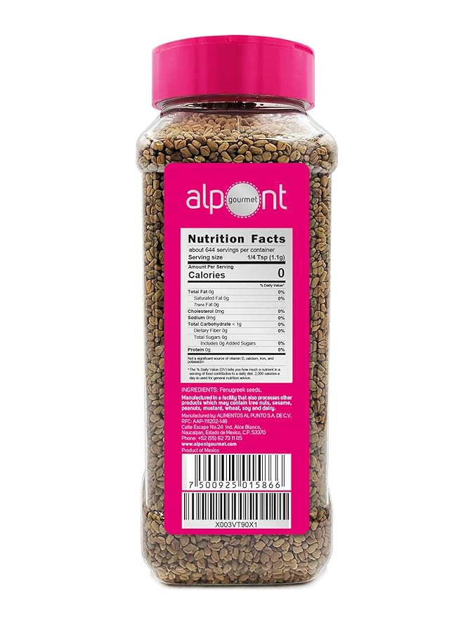 ALPONT GOURMET Fenugreek Seeds 25oz (708g), All Natural, Non-GMO, Packed To Keep It Fresh, Premium Quality