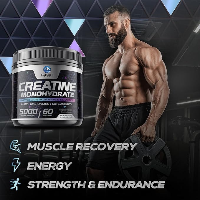 Creatine Nutritional Powder Supplements 5000mg (5g) - Pure Micronized Creatine Monohydrate Unflavored, Keto Friendly - Creatine Supports Muscle Growth & Strength, Vegan, Gluten-Free - 60 Servings