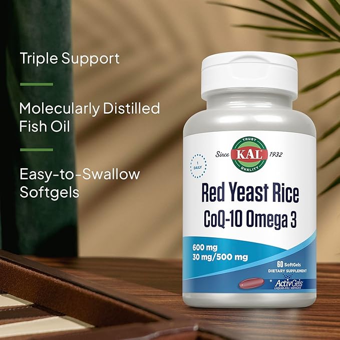 KAL Red Yeast Rice COQ10 Omega 3, 60 Count