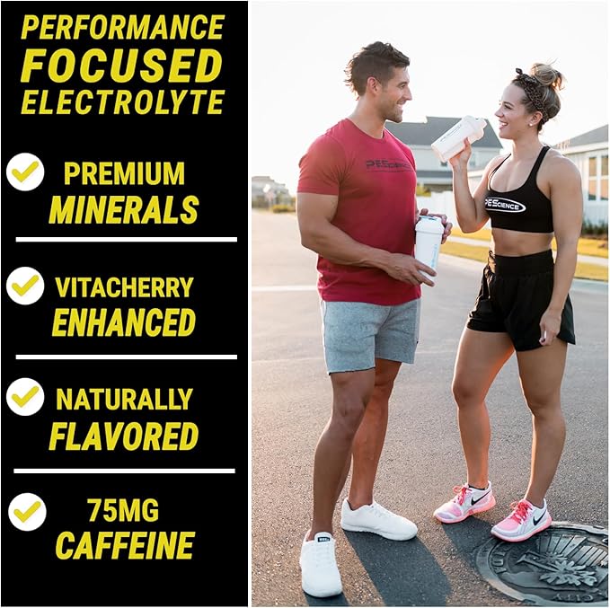 PEScience Versalyte Charged, Electrolyte Powder with Caffeine, Sugar Free, Sour Watermelon Candy, 30 Servings Packets, Hydration Powder Plus Energy for Hybrid Training