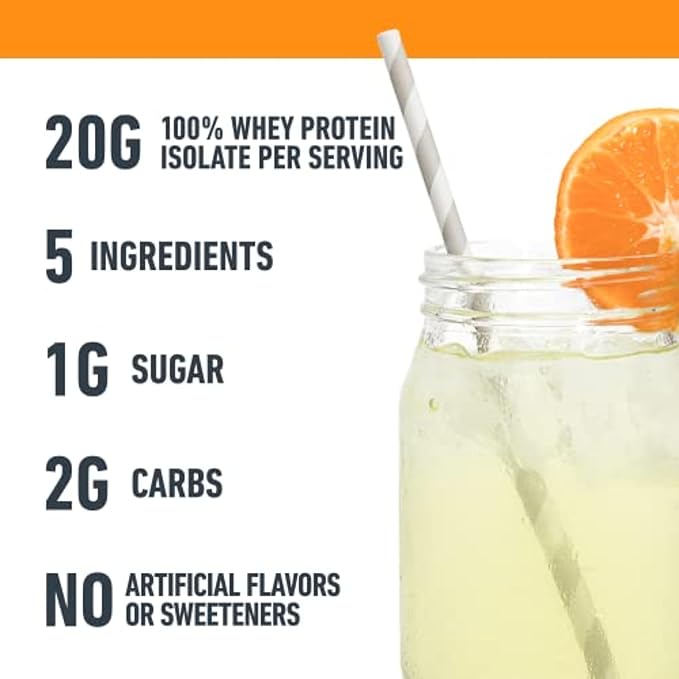 Isopure Clear Whey Isolate Protein Powder Infusions, Lactose Free, Gluten Free, Naturally Flavored, Citrus Lemonade, 20g Protein Per Serving, 14.1 Oz, 16 Servings