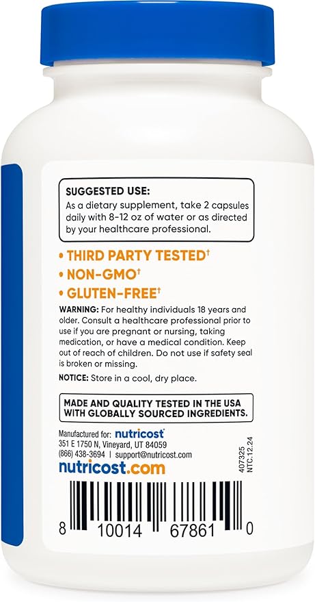 Nutricost Tongkat Ali 1,000mg 120 Capsules - with Tribulus Terrestris and BioPerine, Vegetarian Caps, Non-GMO, Gluten Free, Potent Extract