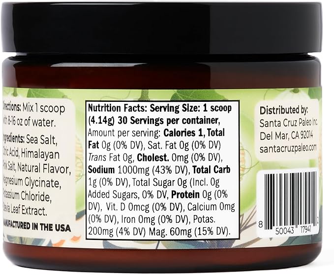 Santa Cruz Paleo Electrolyte Powder Honeydew Melon with Himalayan & Sea Salt, Magnesium, Potassium, Sugar-Free, 30 Servings