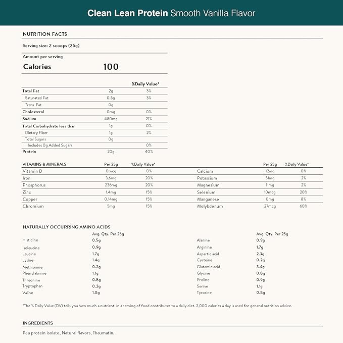 Nuzest - Pea Protein Powder - Clean Lean Protein, Premium Vegan Plant Based Protein Powder, Dairy Free, Gluten Free, GMO Free, Protein Shake, Smooth Vanilla, 100 Servings, 5.5 lb