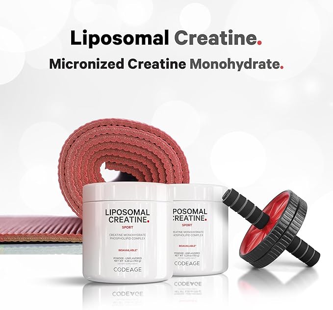 Codeage Liposomal Creatine Powder Supplement, Pure Creatine Monohydrate 5000mg, Pre Workout & Post Workouts - Unflavored Creatine, Micronized Creatine Powder - Creatinine for Sports - 30 Servings