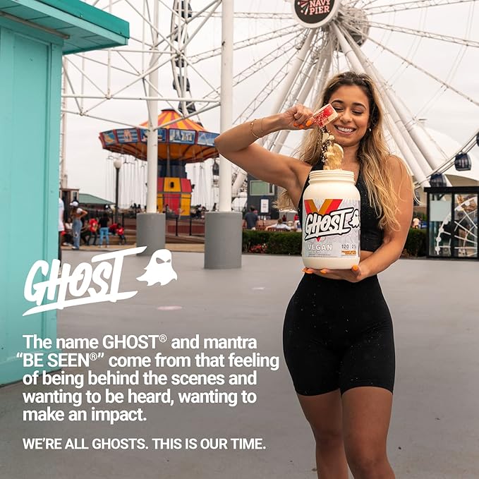 GHOST Vegan Protein Powder, Banana Pancake Batter - 2lb, 20g of Protein - Plant-Based Pea & Organic Pumpkin Protein - Post Workout & Nutrition Shakes, Smoothies, & Baking - Soy & Gluten-Free