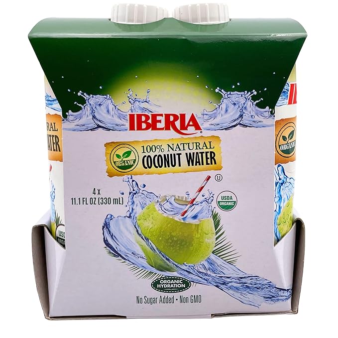 Iberia 100% Pure Organic Coconut Water, 11.1 fl. oz. (Pack of 24)