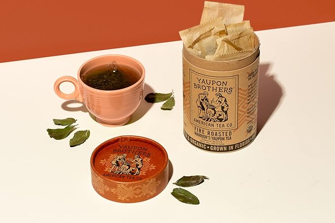 Fire Roasted Warrior’s Yaupon Tea – Yaupon Brothers – Wild-Crafted, Naturally Caffeinated – Antioxidant-Rich – Florida Grown Superfood – 16 Natural Fiber Tea Bags