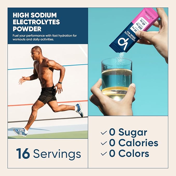 Venture Pal High Sodium Sugar-Free Electrolyte Powder Packets - Hydration Packets with Sodium, Potassium & Magnesium | Zero Calories | Vegan, Keto, and Paleo Friendly | 30 Sticks