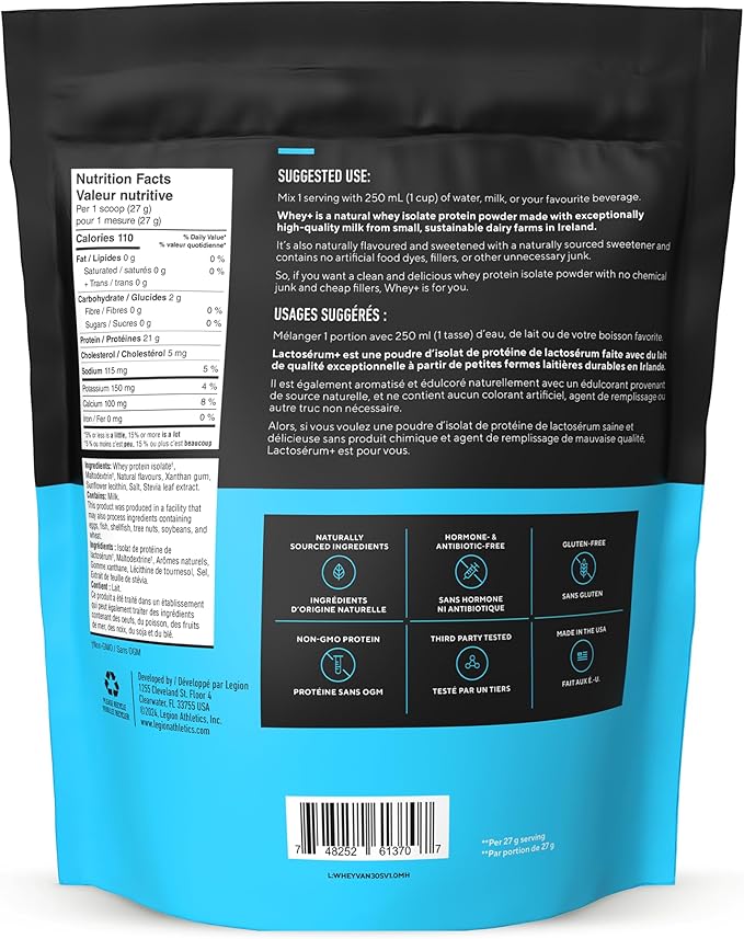 LEGION Casein+ Casein Protein Powder (French Vanilla) - Slow-Release Micellar Casein Protein Powder - Non-GMO, Gluten-Free & Naturally Sweetened Casein Powder from Grass-Fed Cows (30 Servings)