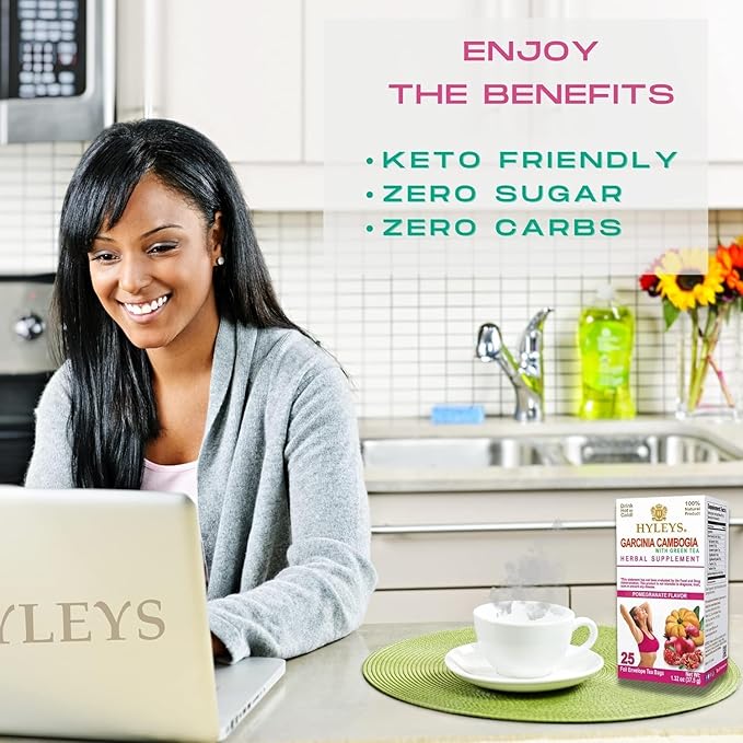 HYLEYS Tea Garcinia Cambogia Green Tea with Pomegranate Flavor - 25 Tea Bags