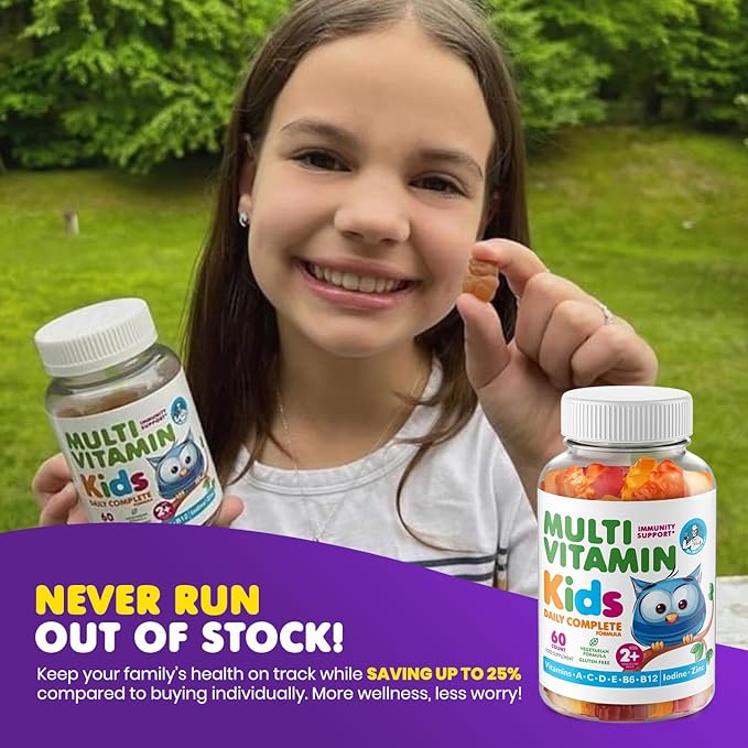 DR. MORITZ Kids Magnesium Gummies (60 Count, 2 Pack) and Kids Multivitamin Gummies (60 Count, 2 Pack) Bundle - for Relaxation and Health Support - Toddler Vitamins - Magnesium Calm Supplement