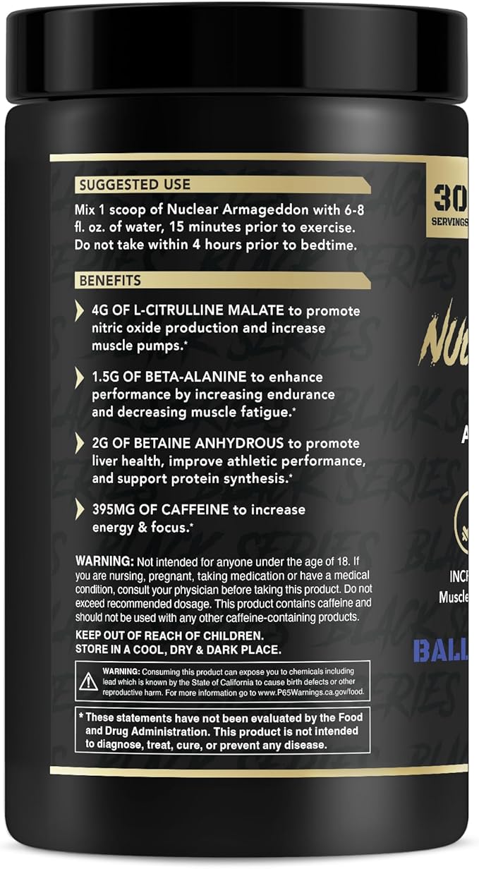 Anabolic Warfare Nuclear Armageddon Pre Workout Powder Pre-Workout for Men & Women with L-Citrulline, Beta Alanine Powder and Caffeine (Ballistic Berry Lemonade - 30 Servings)