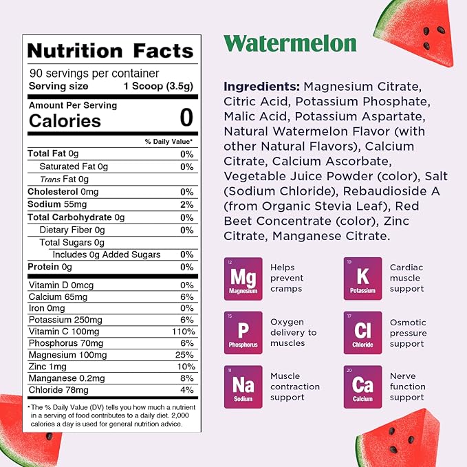 Ultima Replenisher Daily Electrolyte Powder Drink Mix – Sugar Free – Watermelon, 90 Servings – Hydration Powder with 6 Key Electrolytes and Trace Minerals – Keto Friendly, Vegan, Non-GMO