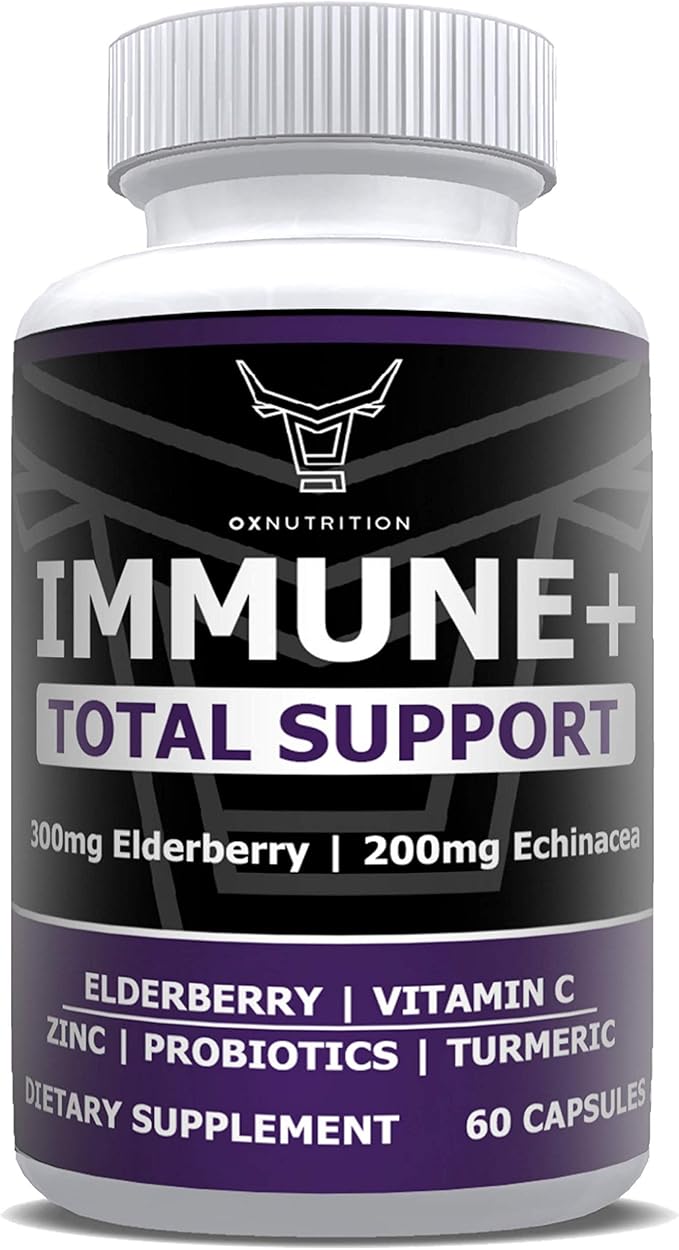 Nutrition 10 in 1 Elderberry, Vitamin C, Zinc, Vitamin E, Vitamin B6, Echinacea, Garlic, Turmeric, L-Glutamine HCL & Lactobacillus Probiotics & Antioxidants for Immune Defense 1 Month Supply