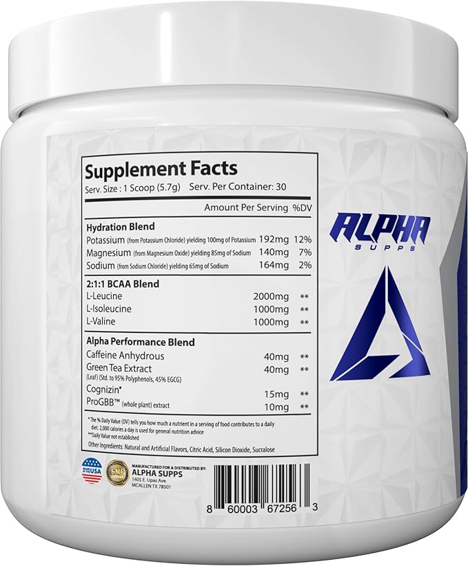 Amino NRG+ BCAA Amino & Energy Recovery Powder - Hydration Blend with Electrolytes - Focus Blend for Optimal Performance Support in Men & Women (30 Servings, Peachy Mango)