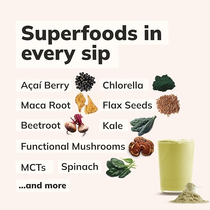 Ka’Chava All-In-One Nutrition Shake Blend, Matcha, 15 Servings, 85+ Superfoods & Nutrients, Meal Replacement, Greens Plant-Based Superfood Powder Protein Drink, Digestive Enzymes & Probiotics, Vegan Dairy Gluten Free