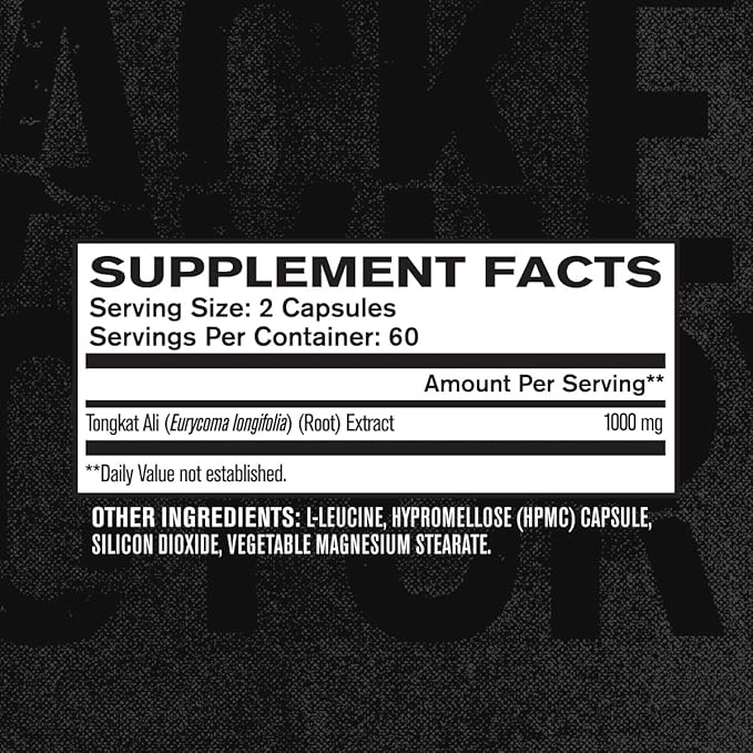 Jacked Factory Indonesian Tongkat Ali - 200:1 Extract Longjack Tongkat Ali for Men to Support Vitality, Improve Mood, Boost Natural Energy Levels, & Enhance Recovery - 120 Capsules