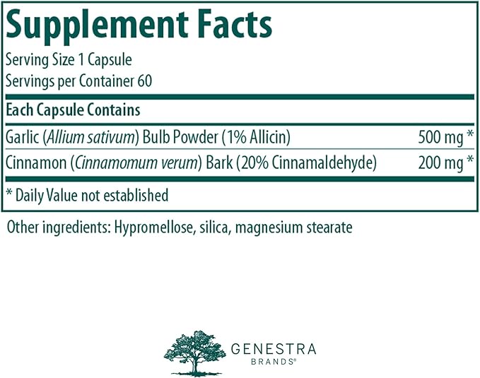 Genestra Brands Allisyn | Garlic and Cinnamon Herbal Supplement | 60 Capsules