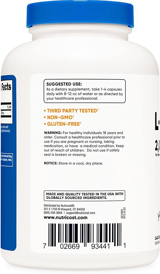 Nutricost L-Isoleucine 2000mg Per Serving, 240 Capsules Per Bottle (2 Bottles)