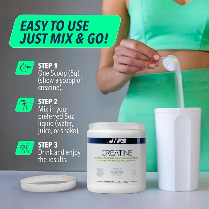 NF Sports Creatine Energy Protein Powder,Unflavored Protein Powder for Muscle Recovery & Strength, Sports Drink Powder, Dietary Supplement, No Artificial Flavors (300g, 60 Servings)