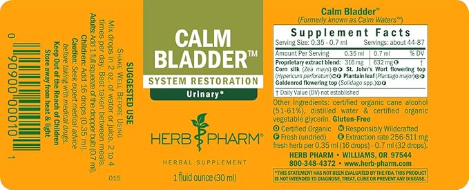 Herb Pharm Calm Bladder Liquid Formula for Urinary System Support - 1 Ounce