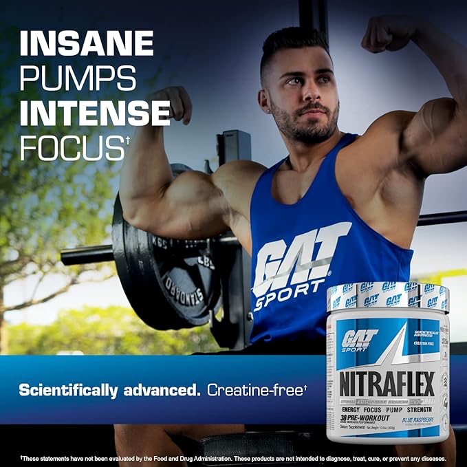 GAT SPORT Nitraflex Advanced Pre-Workout Powder, Increases Blood Flow, Boosts Strength and Energy, Improves Exercise Performance, Men & Women (Fruit Punch, 30 Servings)