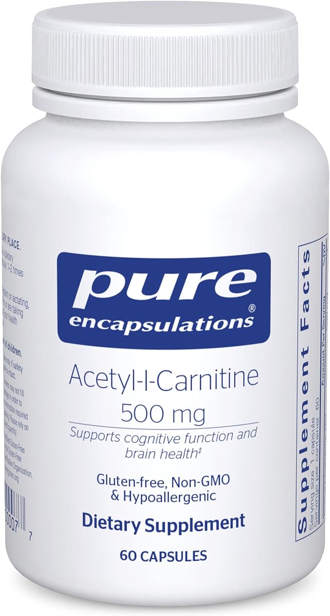Pure Encapsulations Acetyl-L-Carnitine 500 mg - Memory & Brain Supplement - Brain Support & Focus* - Gluten Free & Non-GMO - 60 Capsules