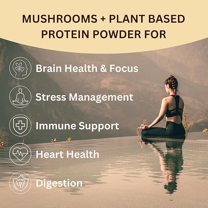 Mycoprotein Mushroom Protein Powder - Vegan Protein, Plant Based, Superfood, Master Blend of Chaga, Reishi, Turkey Tail, Shiitake, Lions Mane - Vanilla (1.76 lb)
