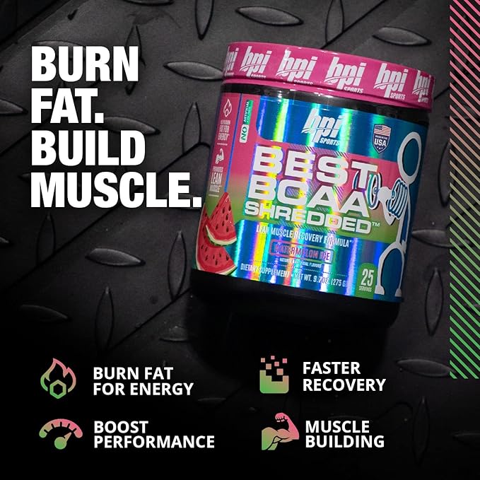 BPI Sports Best BCAA Shredded - Converts Fat to Energy - Weight Loss and Lean Muscle Support - Post-Workout Recovery - Watermelon Ice, 25 Servings, 275 g