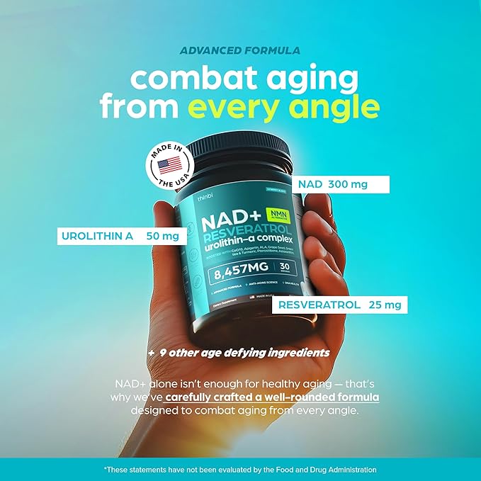 NAD Supplement 8,457 mg Extra Strength NMN Alternative Liposomal, Green Tea + Astaxanthin for Women & Men, Resveratrol, CoQ10, Alpha Lipoic Acid – Energy Anti-Aging,Cell Regeneration –30-Day