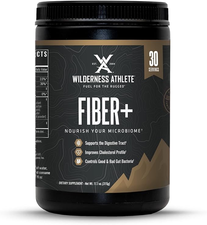 Wilderness Athlete Fiber+ | Soluble & Insoluble Fiber Supplement for Women & Men - Prebiotic Fiber Powder for Digestive Support - Daily Fiber Drink Mix - Dietary Fiber Powder Unflavored