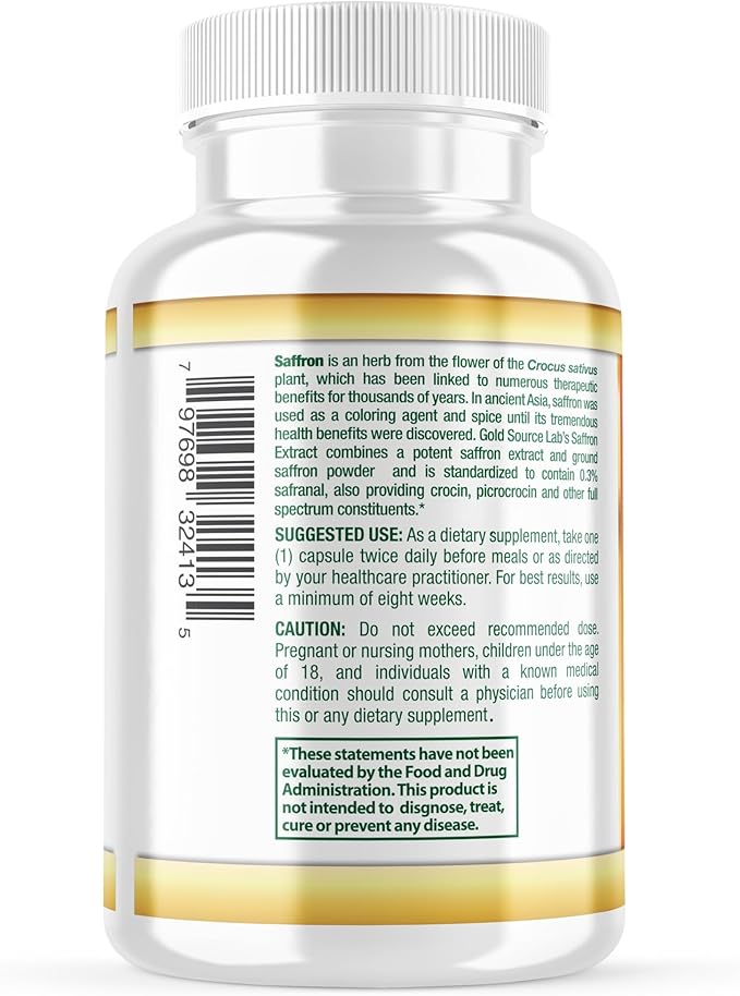 Saffron Extract Supplement - 88.25 mg Capsules with Standardized .3% Safranal Extract Plus Pure Saffron Powder, 60 Maximum Strength Vegetarian Pills - Premium Appetite and Eye Supplement
