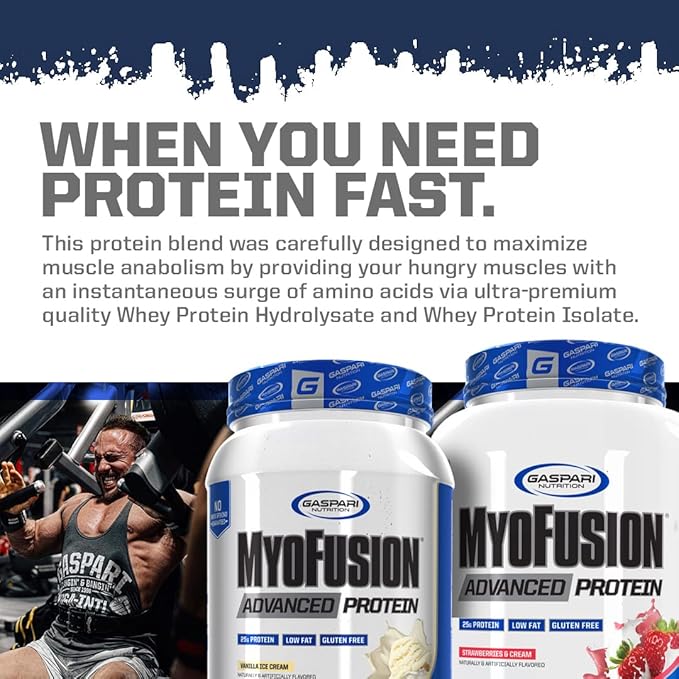 Gaspari Nutrition Myofusion Advanced Protein, Protein Blend with Whey Protein, Casein Protein and Isolate Protein, Low Fat and Gluten Free (2lbs, Cookies and Cream)