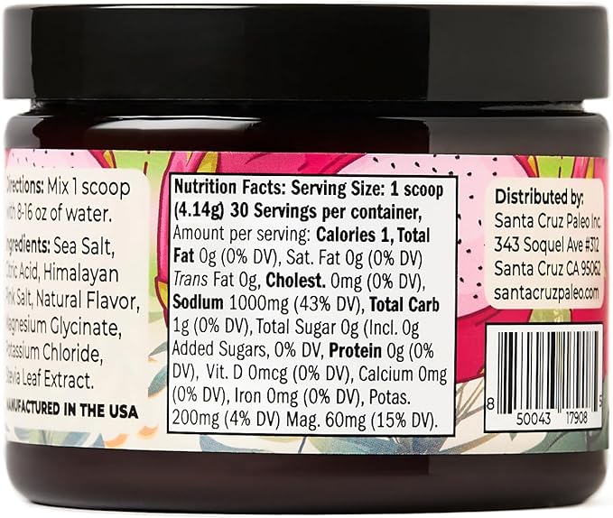 Santa Cruz Paleo Electrolyte Powder Dragonfruit with Himalayan & Sea Salt, Magnesium, Potassium, Sugar-Free, 30 Servings