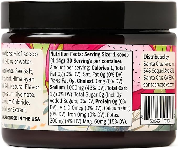Santa Cruz Paleo Electrolyte Powder Dragonfruit with Himalayan & Sea Salt, Magnesium, Potassium, Sugar-Free, 30 Servings
