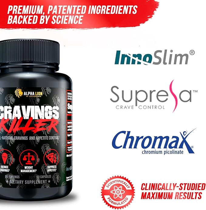 Alpha Lion Cravings Killer Supplement with Saffron Extract & Garcinia Cambogia Extract for Metabolism & Diet Support, Helps Control Hunger & More (50 Capsules)