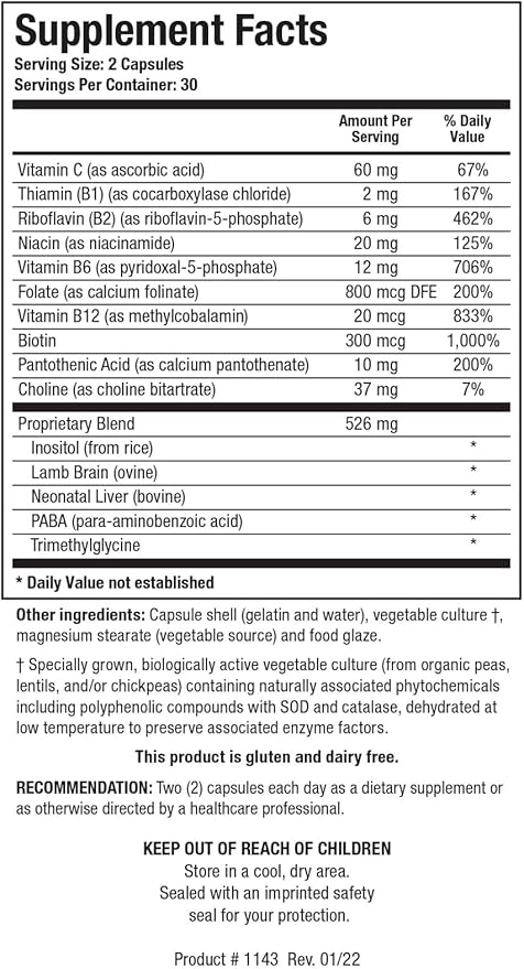 Biotics Research Bio GGG B, B Complex, Biochemically activated forms of B vitamins, Thiamin, Riboflavin, Niacin, B6, B12, Folate Produce Energy, Optimize Positive Mood,Cardiovascular Health 60 Capsule