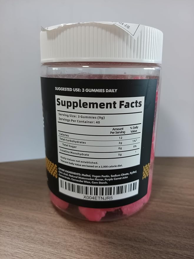 Creatine Monohydrate Gummies for Men & Women, Creatine Monohydrate for Muscle Strength, Muscle Builder, Energy Boost, Pre-Workout Supplement(120 Count)-Watermelon Flavor