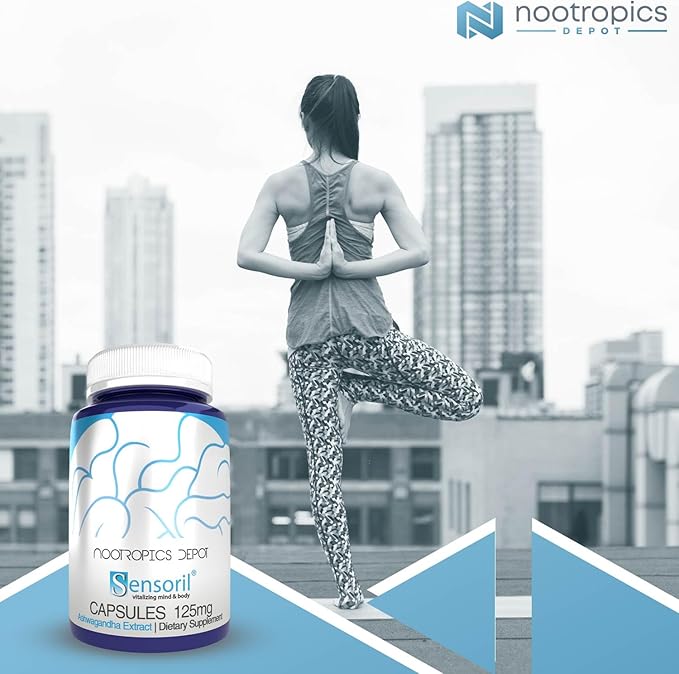 Nootropics Depot Sensoril Ashwagandha Capsules | 125mg | 180 Ct. | Ayurveda Supplement | Standardized Withania somnifera Extract | to Support Healthy Energy, Mental Cognition + Cardiovascular Health