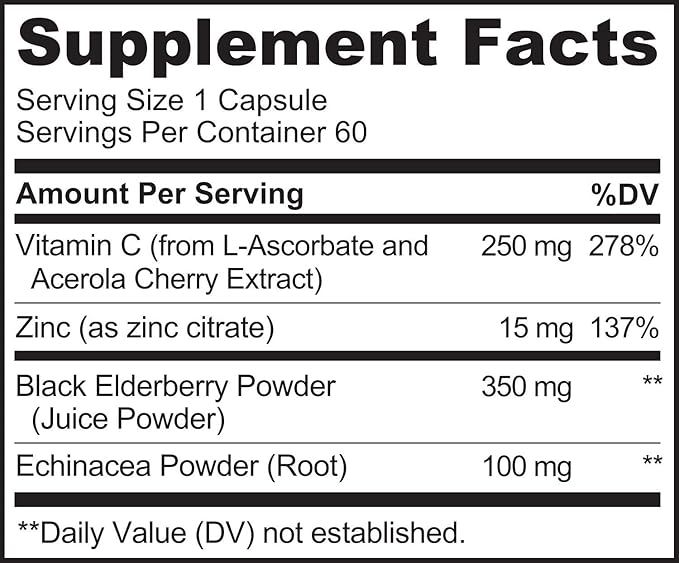 NATURELO Immune Support – Vitamin C, Elderberry, Zinc, Echinacea – Natural Immunity Boost w/Antioxidant, Herbal & Mineral Defense - 60 Vegan Capsules (Pack of 2)