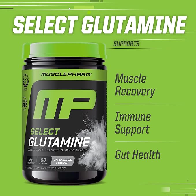 MusclePharm Essentials Glutamine, Pure L-Glutamine Powder Supplement for Post Workout Muscle Recovery, Energy & Gut Health, 5g L Glutamine Powder per Serving, Gluten-Free, Unflavored, 60 Servings