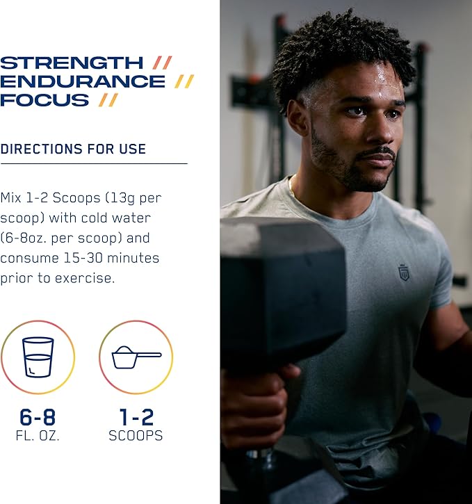 AN Performance Pre-Workout Powder Supplement for Men & Women | Energy Drink Mix with 300mg Caffeine + Beta Alanine + Citrulline | Third-Party Tested | Peach Mango | 30 Servings