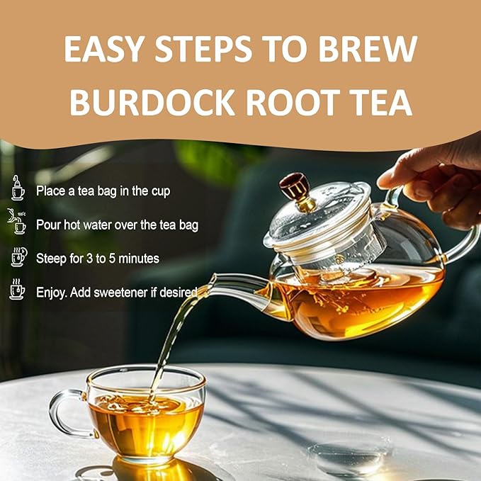 Ovikaso Tea, Burdock Root Tea Bags, 50 Pyramid Tea Bags, 2.5g/bag, Direct from Source, Aid in Digestion & Improving Liver Health, Herbal Tea