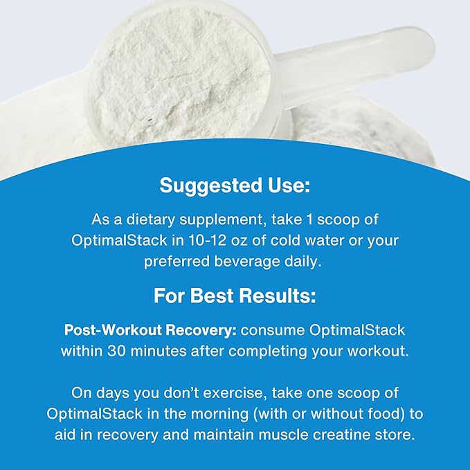OptimalStack Creatine Monohydrate, HMB, & Vitamin D3 Stack | with Creapure Creatine, Clinical Dosage of myHMB, and Vitamin D3 | NSF for Sport Certified | Unflavored, 30 Servings