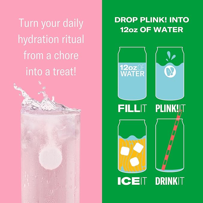 Plink! Fizzy Electrolyte Drink Tablets for Daily Hydration - 12ct Electrolyte Tablets + Sodium, Potassium, Magnesium, Low-Calorie, Low-Sugar Keto Electrolytes Powder Hydration Packets Water Flavoring