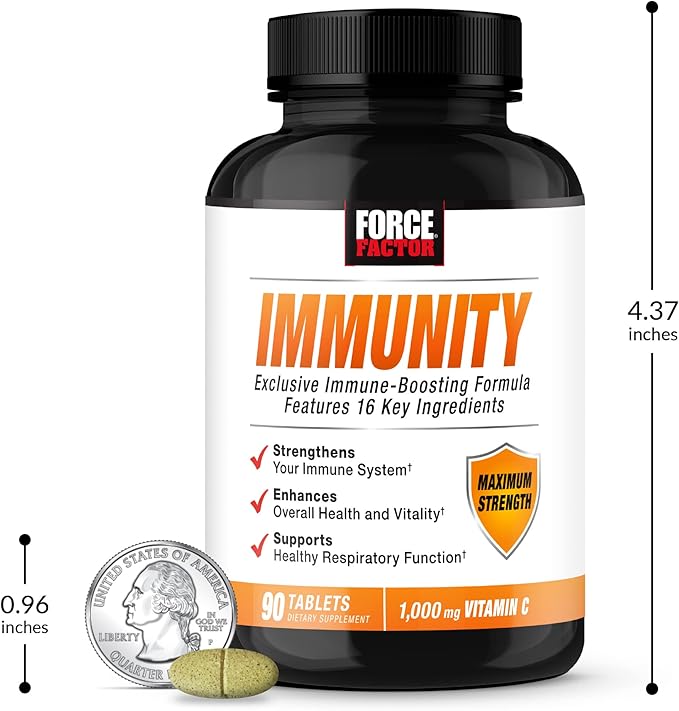 Force Factor Immunity, Immune Support Booster with Elderberry and 1000mg of Vitamin C, Plus Vitamin D, Zinc, Probiotics, Antioxidants, and Echinacea for Immune Health Defense, 90 Count (Pack of 3)
